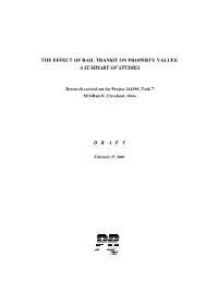 The Effect of Rail Transit on Property Values: a Summary of Studies