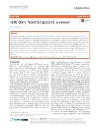 VIEW Open Access Restricting Retrotransposons: a Review John L