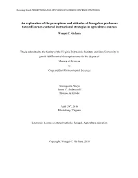 An Exploration of the Perceptions and Attitudes of Senegalese Professors Toward Learner-Centered Instructional Strategies in Agriculture Courses
