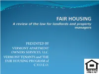 FAIR HOUSING PROGRAM of C.V.O.E.O