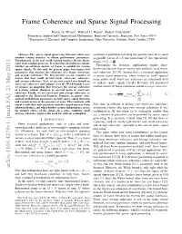 Frame Coherence and Sparse Signal Processing