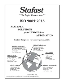 ISO 9001:2015 FASTENER SOLUTIONS from DESIGN Thru AUTOMATION