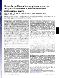 Metabolic Profiling of Murine Plasma Reveals an Unexpected Biomarker In