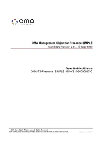 OMA Management Object for Presence SIMPLE Candidate Version 2.0 – 17 Sep 2009