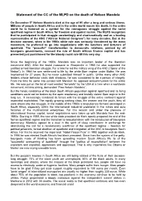 Statement of the CC of the MLPD on the Death of Nelson Mandela
