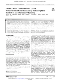 Stromal CAVIN1 Controls Prostate Cancer Microenvironment and Metastasis by Modulating Lipid Distribution and Inflammatory Signaling