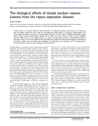 The Biological Effects of Simple Tandem Repeats: Lessons from the Repeat Expansion Diseases