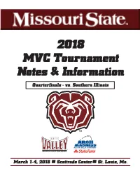 2018 MVC Tournament Notes & Information