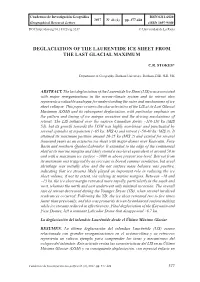 Deglaciation of the Laurentide Ice Sheet from the Last Glacial Maximum