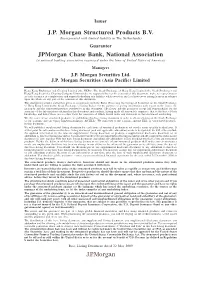 JP Morgan Structured Products BV