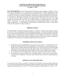 MINUTES of the BOARD of TRUSTEES of STATE INSTITUTIONS of HIGHER LEARNING November 17, 2016