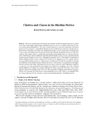Clusters and Classes in the Rhythm Metrics Russell Horton First Reader: Amalia Arvaniti Readers: Roger Levy, Andrew Kehler