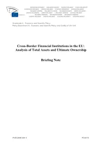Cross-Border Financial Institutions in the EU: Analysis of Total Assets and Ultimate Ownership