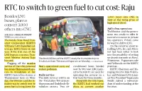 RTC to Switch to Green Fuel to Cut Cost: Raju