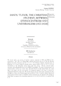 Sandu Tudor, the Christian Student, Between