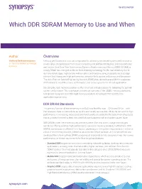 Which DDR SDRAM Memory to Use and When