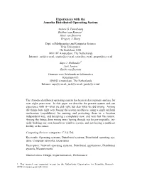 Experiences with the Amoeba Distributed Operating System