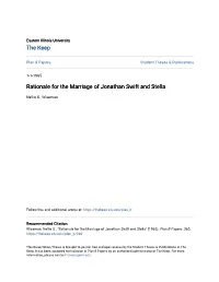 Rationale for the Marriage of Jonathan Swift and Stella