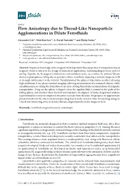 Flow Anisotropy Due to Thread-Like Nanoparticle Agglomerations in Dilute Ferroﬂuids