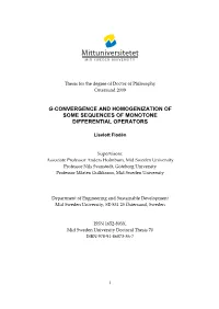 G-Convergence and Homogenization of Some Sequences of Monotone Differential Operators