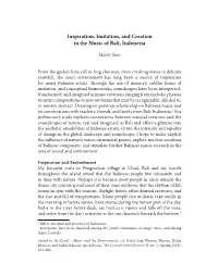 Inspiration, Imitation, and Creation in the Music of Bali, Indonesia