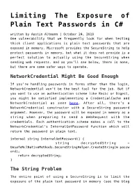 Limiting the Exposure of Plain Text Passwords in C