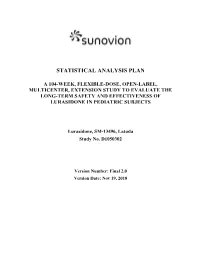 Statistical Analysis Plan Statistical Center for HIV/AIDS Research & SCHARP Prevention SD Standard Deviation SI International System of Units