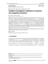Toeplitz Nonnegative Realization of Spectra Via Companion Matrices Received July 25, 2019; Accepted November 26, 2019