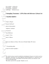 Untangling Taxonomy: a DNA Barcode Reference Library for Canadian Spiders