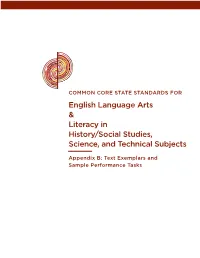 Appendix B: Text Exemplars and Sample Performance Tasks