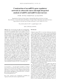 Construction of an Mirna‑Gene Regulatory Network in Colorectal Cancer Through Integrated Analysis of Mrna and Mirna Microarrays