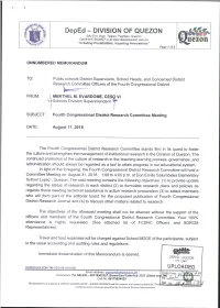 Deped - DIVISION of QUEZON Sitio Fori, Btgy