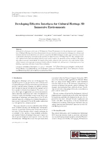 Developing Effective Interfaces for Cultural Heritage 3D Immersive Environments