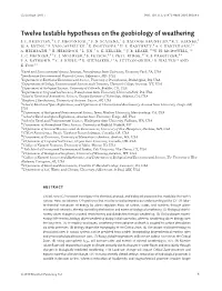 Twelve Testable Hypotheses on the Geobiology of Weathering S