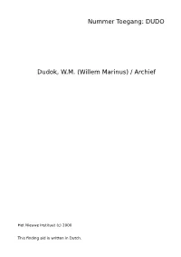 Dudok, WM (Willem Marinus)