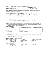 Heating and Cooling Chemical Mixtures Revision Date: 11/01/19 Prepared By: Michael Roy P.I.: Prof