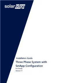 Three Phase System with Setapp Configuration for Europe Version 1.7 Disclaimers 1