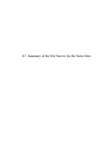 A7. Summary of the Site Survey for the Siren Sites