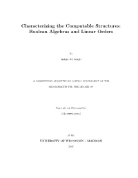 Boolean Algebras and Linear Orders