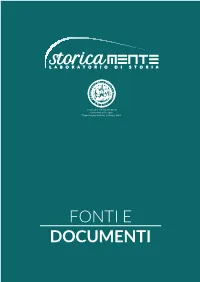 FONTI E DOCUMENTI STORICAMENTE.ORG Laboratorio Di Storia