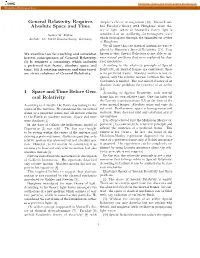 General Relativity Requires Absolute Space and Time 1 Space