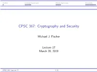 Lecture 17 March 28, 2019