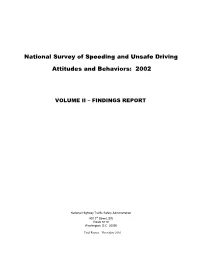 National Survey of Speeding and Unsafe Driving Attitudes