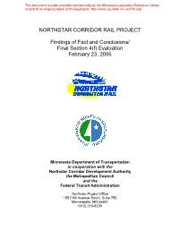 Northstar Corridor Rail Project