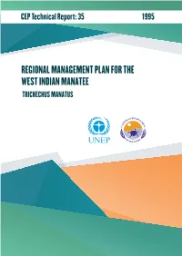 REGIONAL MANAGEMENT PLAN for the WEST INDIAN MANATEE TRICHECHUS MANATUS Contents