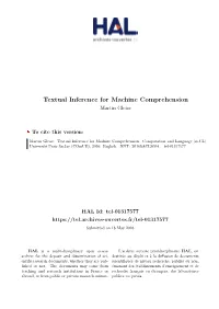 Textual Inference for Machine Comprehension Martin Gleize