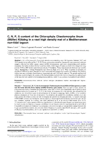 C, N, P, S Content of the Chlorophyta Chaetomorpha Linum (Müller) Kützing in a Vast High Density Mat of a Mediterranean Non-Tidal Lagoon