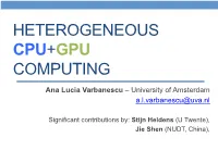 Heterogeneous Cpu+Gpu Computing