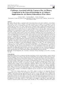 Challenges Associated with the Content of the Art History Component in the General Knowledge in Art Subject: Implications for Art History Education in West Africa