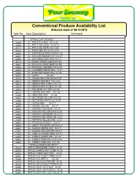 Conventional Produce Availability List